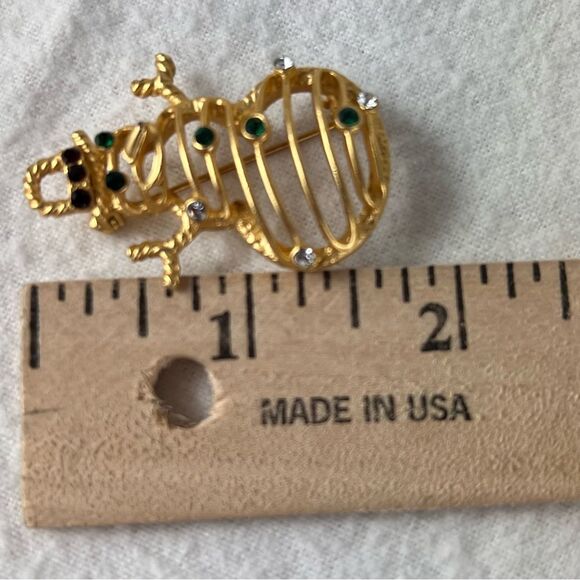 Gold Snowman Brooch Pin Ch - Picture 2 of 6
